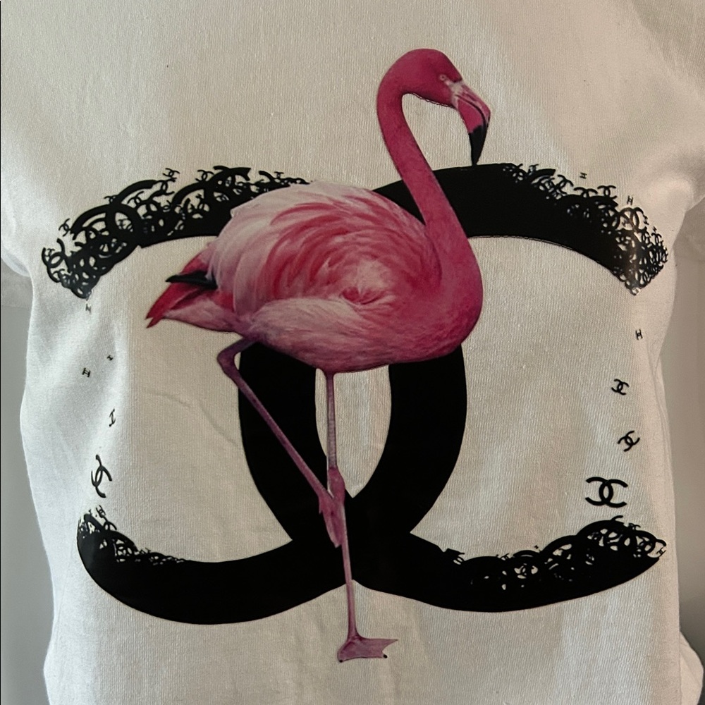 Chic Flamingo Influencer Graphic Tee | Luxury Inspired Logo | Effortless Chic - Picture 5 of 11